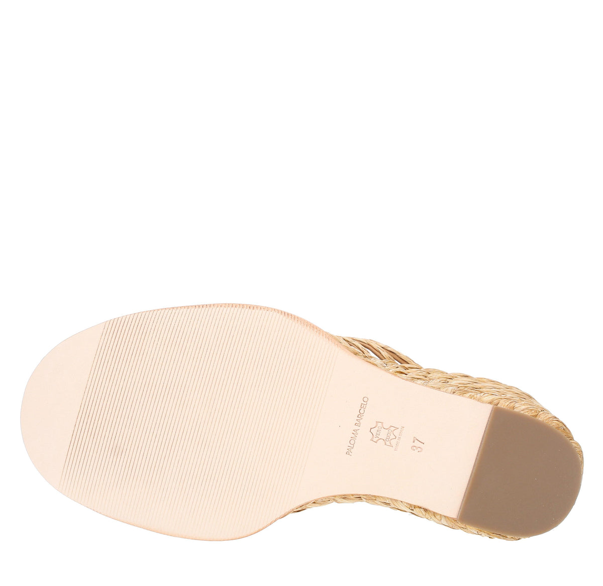 Sandali Mules Zeppa in rafia pelle e tessuto 