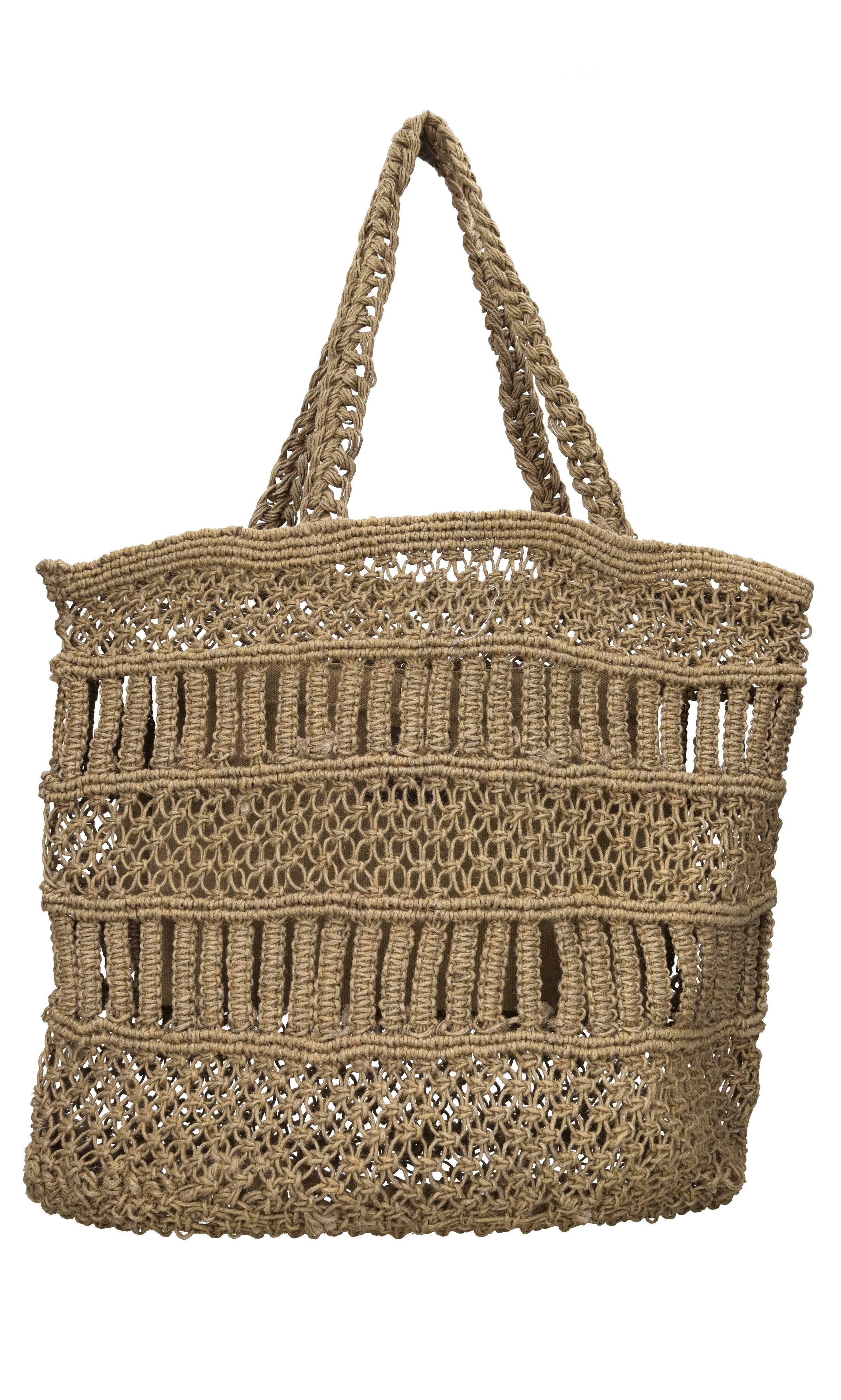 Borsa Saint Tropez in juta e pelle 