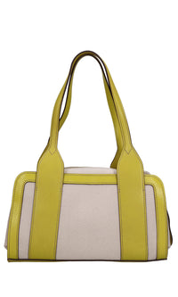 Borsa in pelle e tessuto 