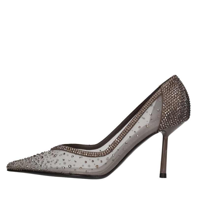 Décolleté Deco Nicole in camoscio e rete silver 