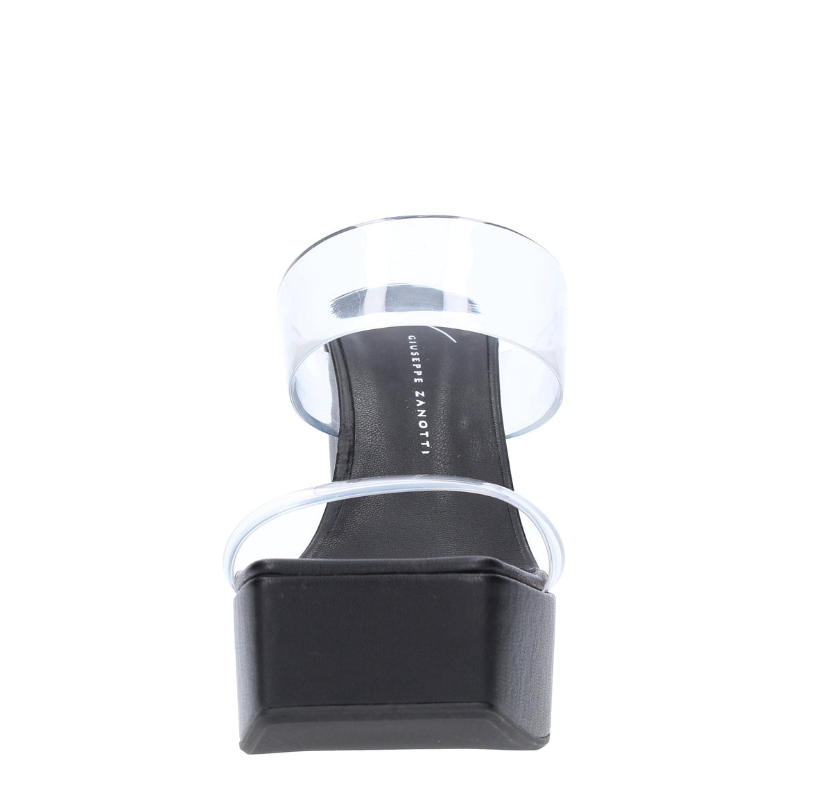 Sandali Mules Zeppa in pelle e plexi 