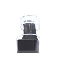Sandali Mules Zeppa in pelle e plexi 