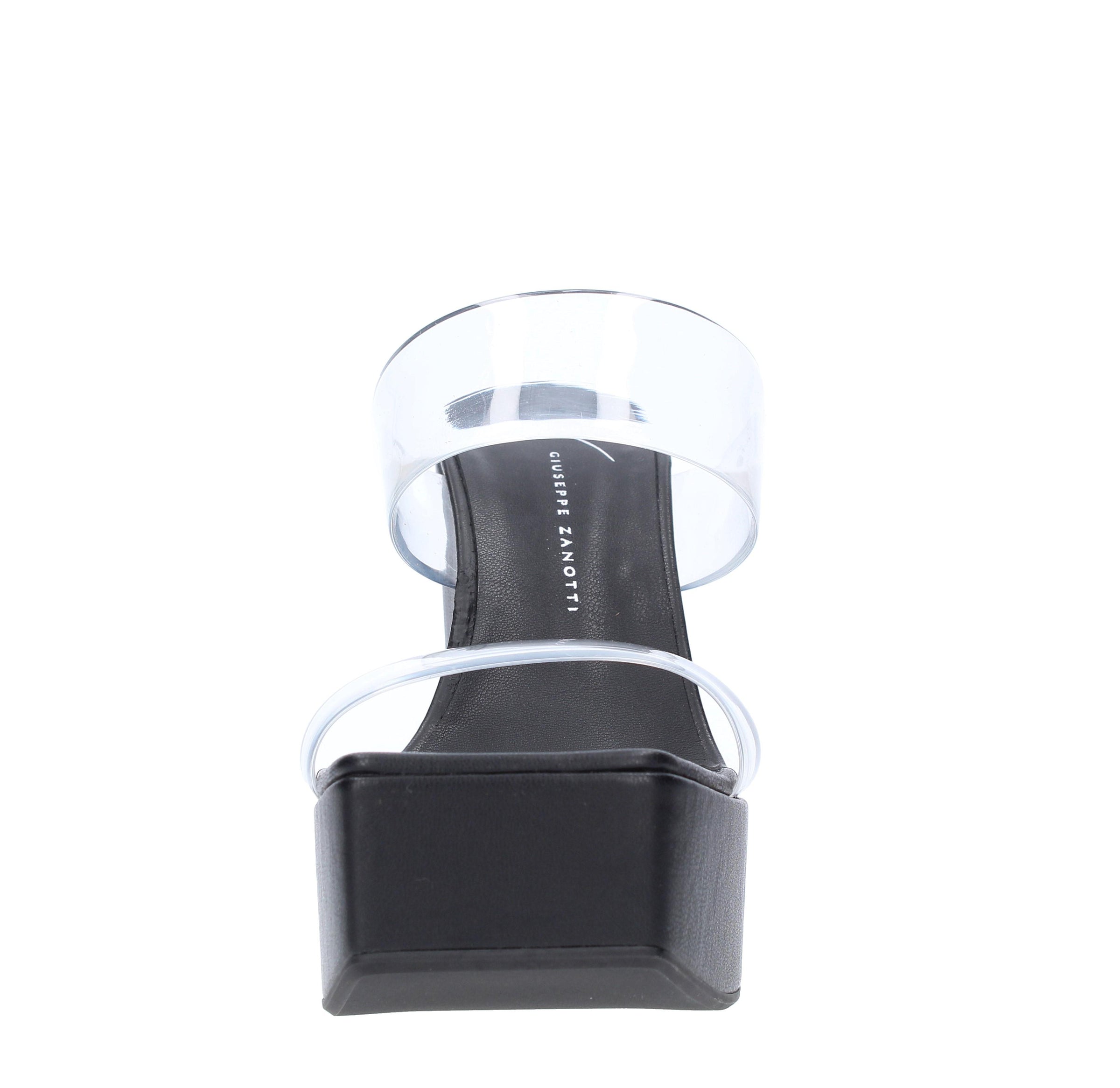Sandali Mules Zeppa in pelle e plexi 