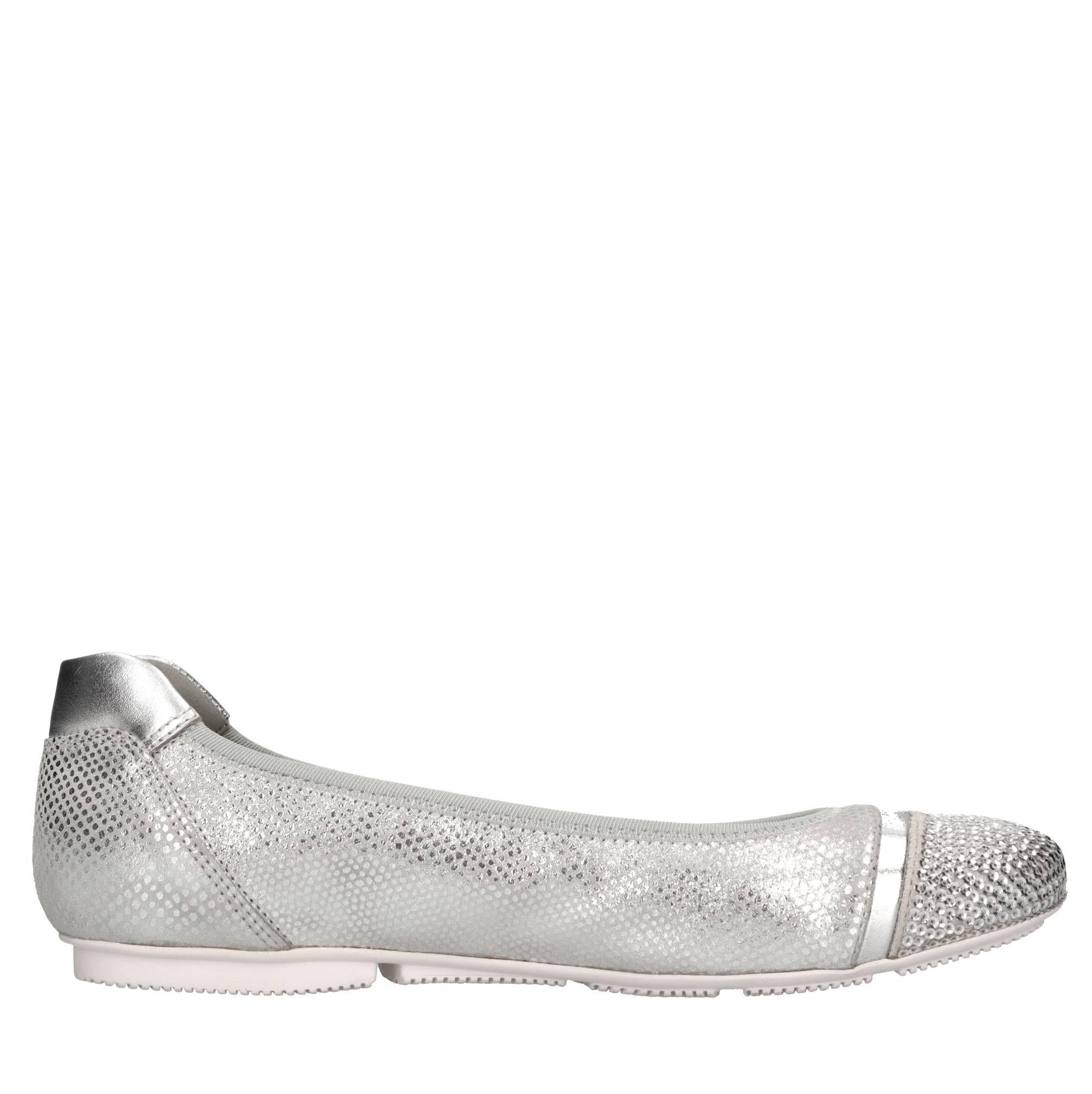Ballerine in pelle e tessuto 