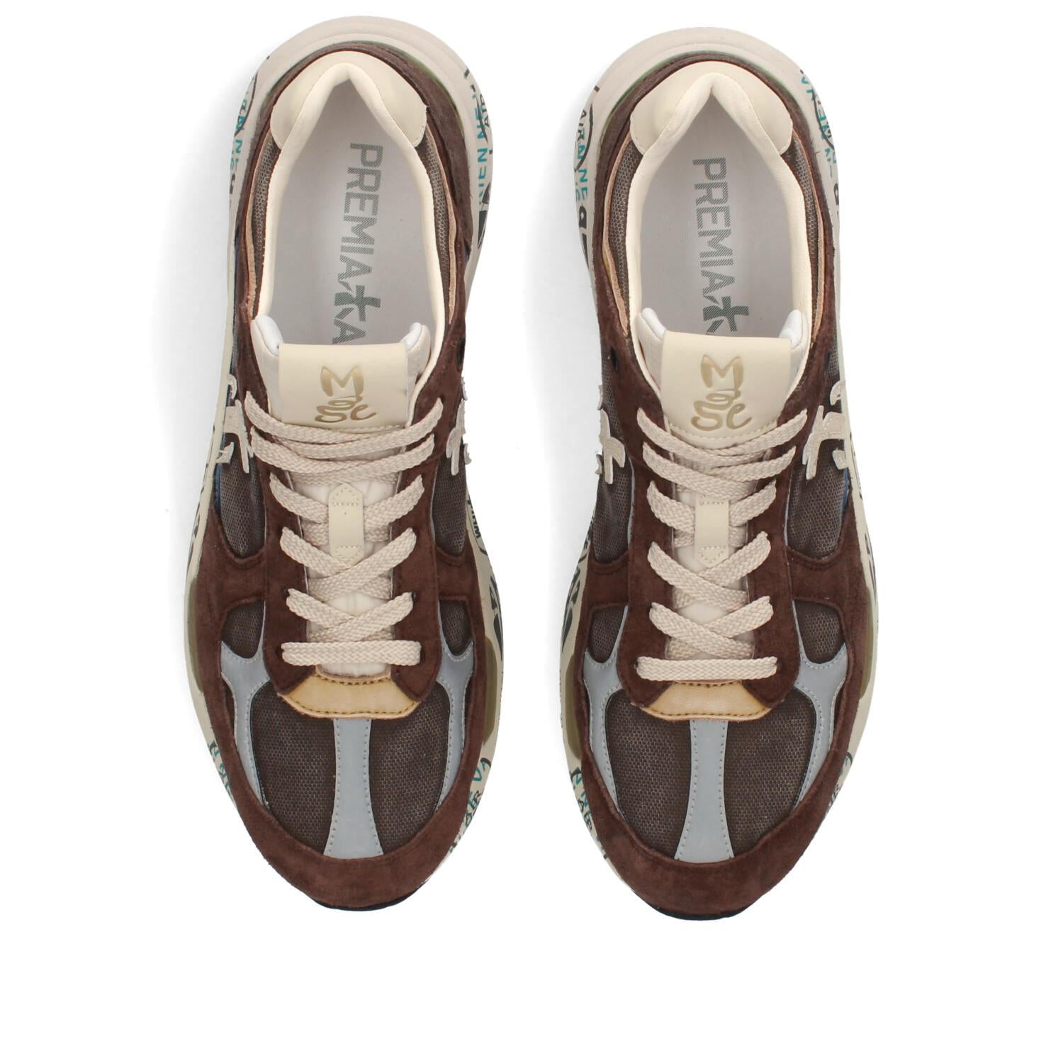 Sneakers in pelle ecopelle e tessuto 
