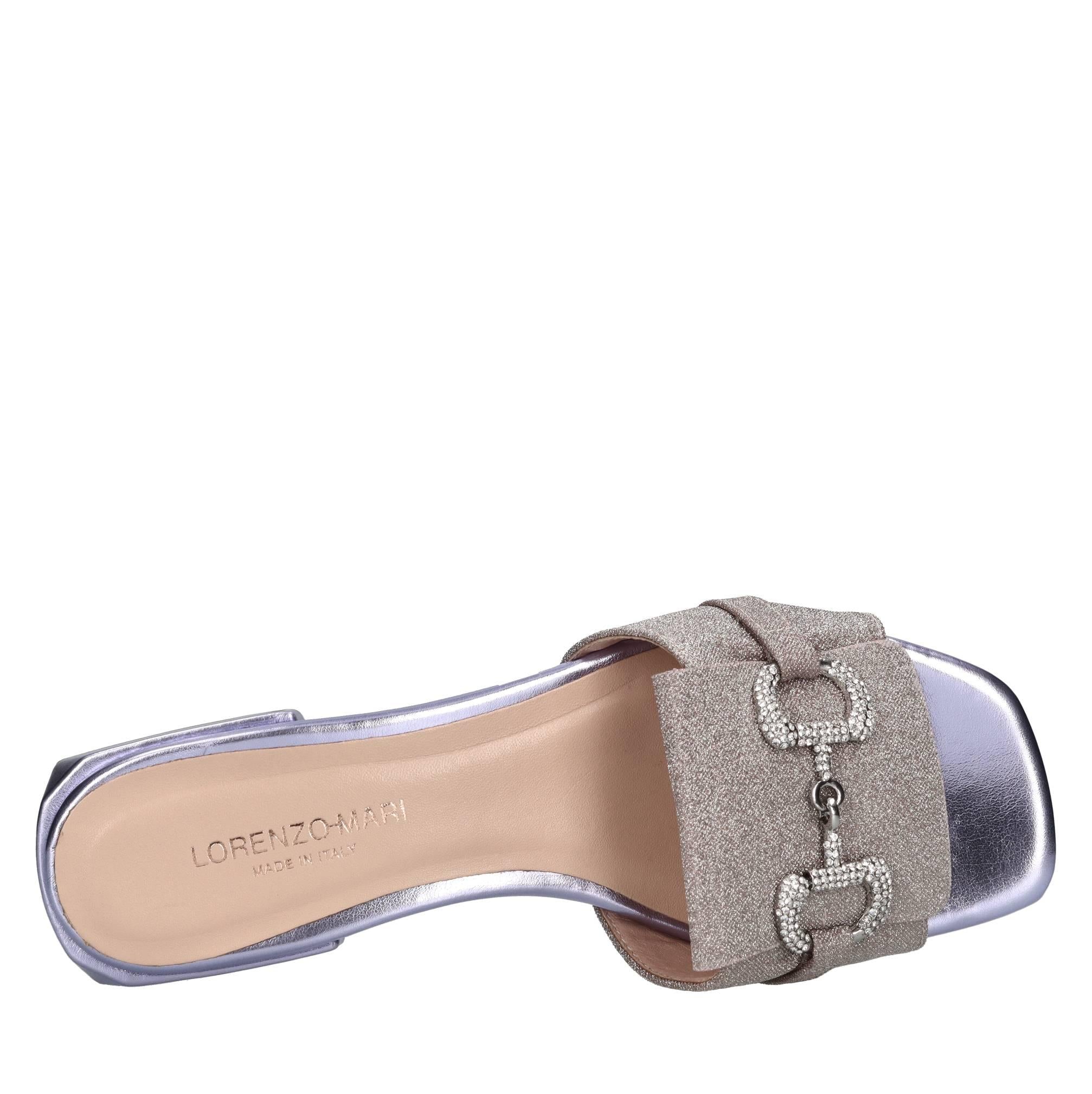Mules in tessuto microglitter 