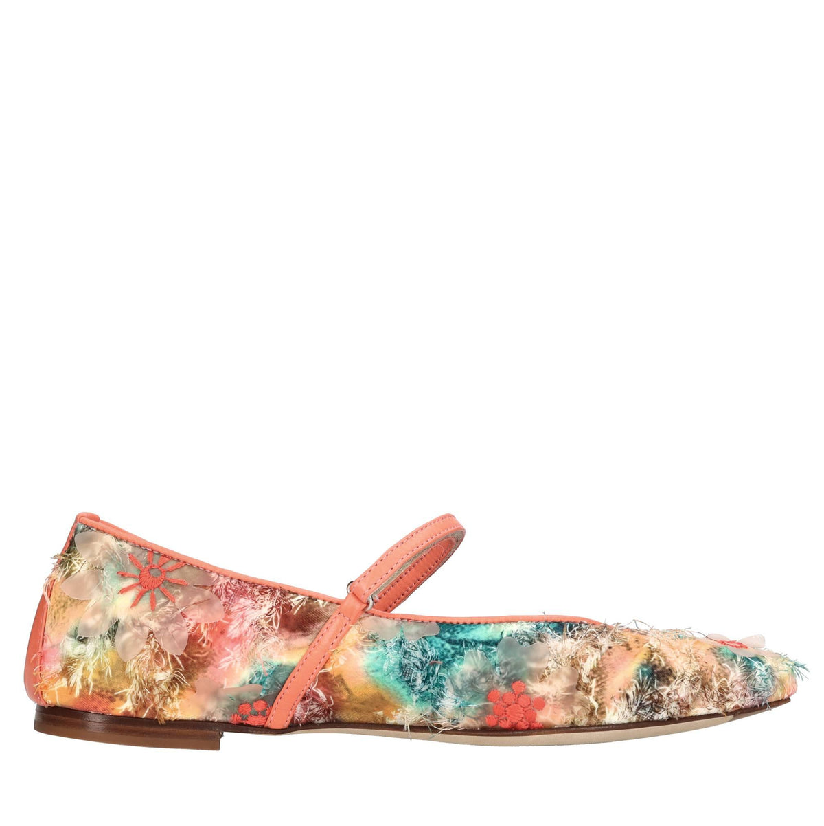 Ballerine in tessuto e pelle 