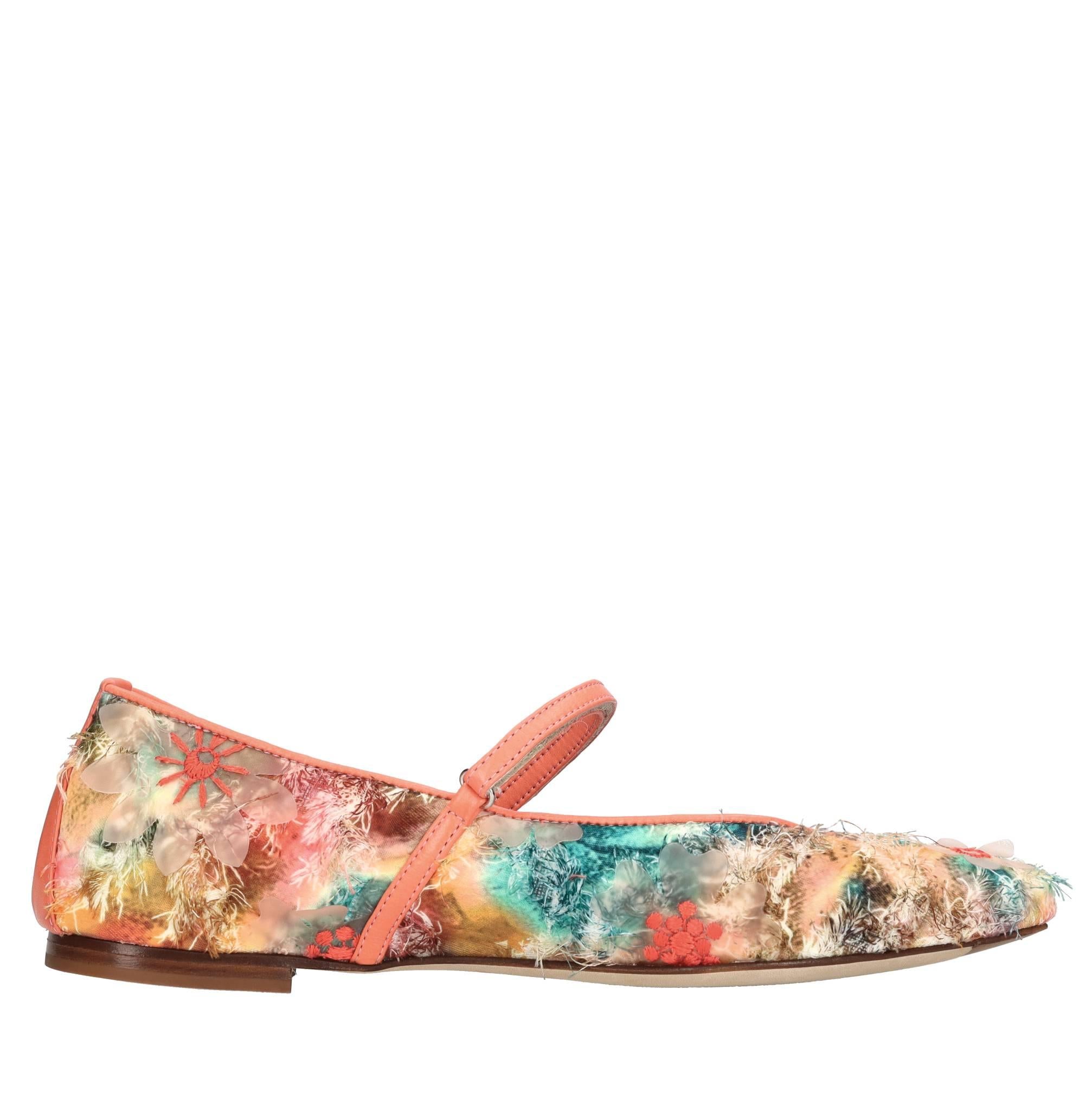 Ballerine in tessuto e pelle 