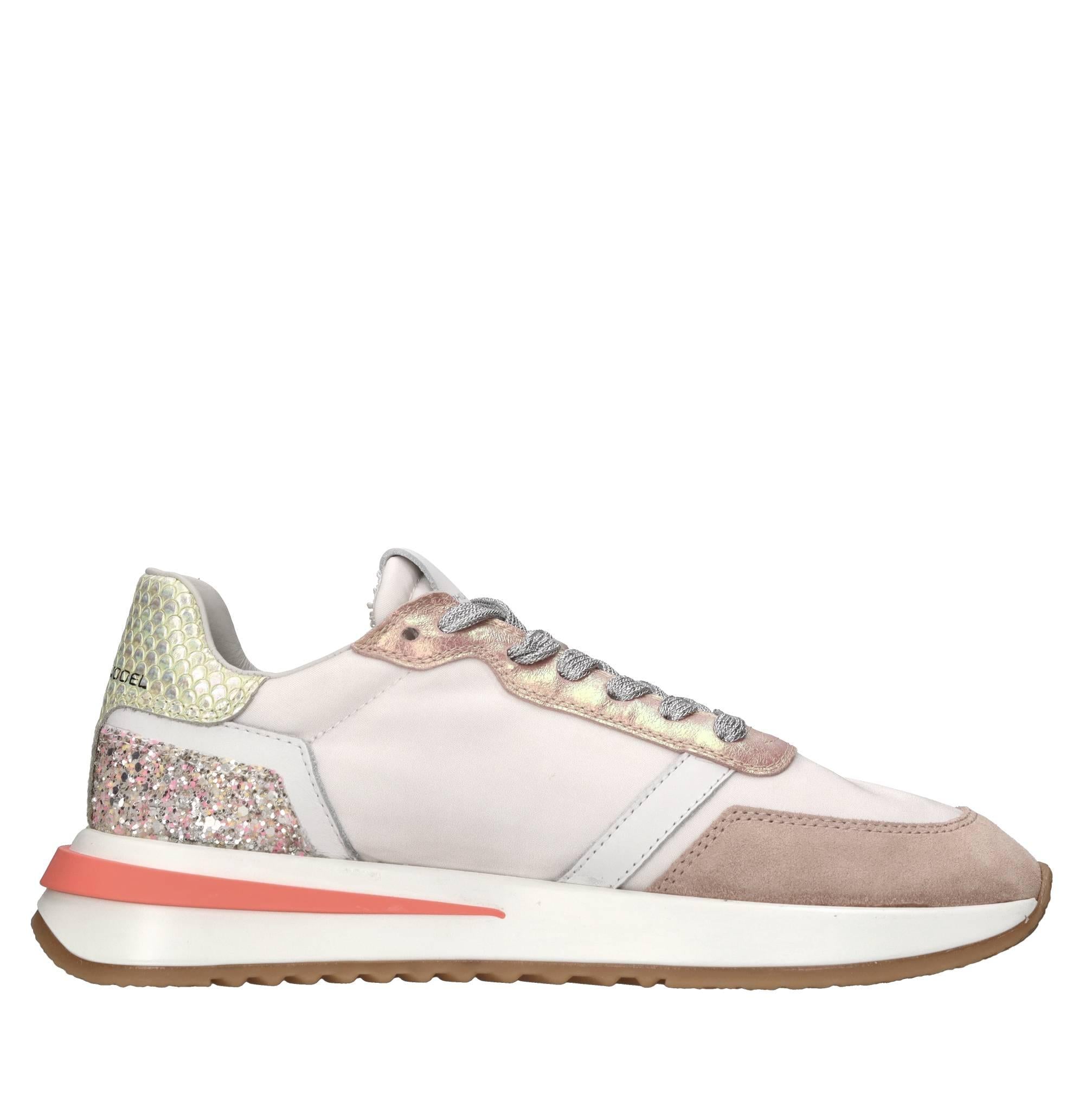 Sneakers in pelle e tessuto 