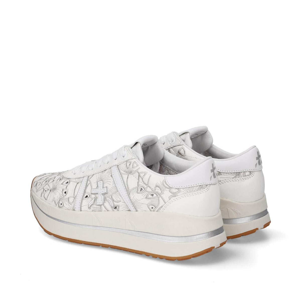 Sneakers in pelle e tessuto 