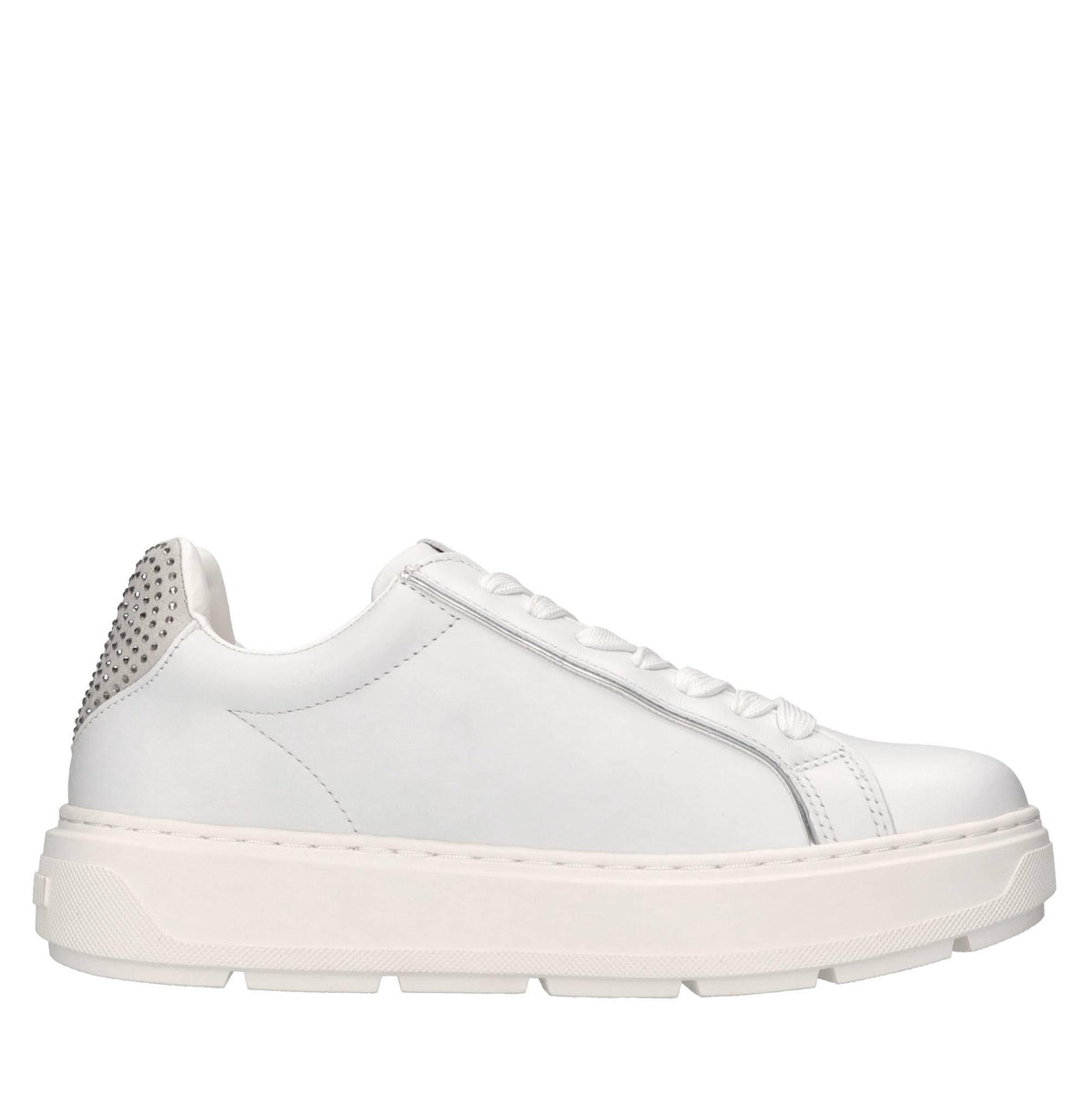 Sneakers in pelle, ecopelle e strass 