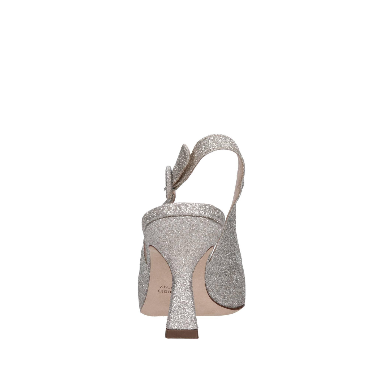 Décolleté slingback in pelle e glitter 