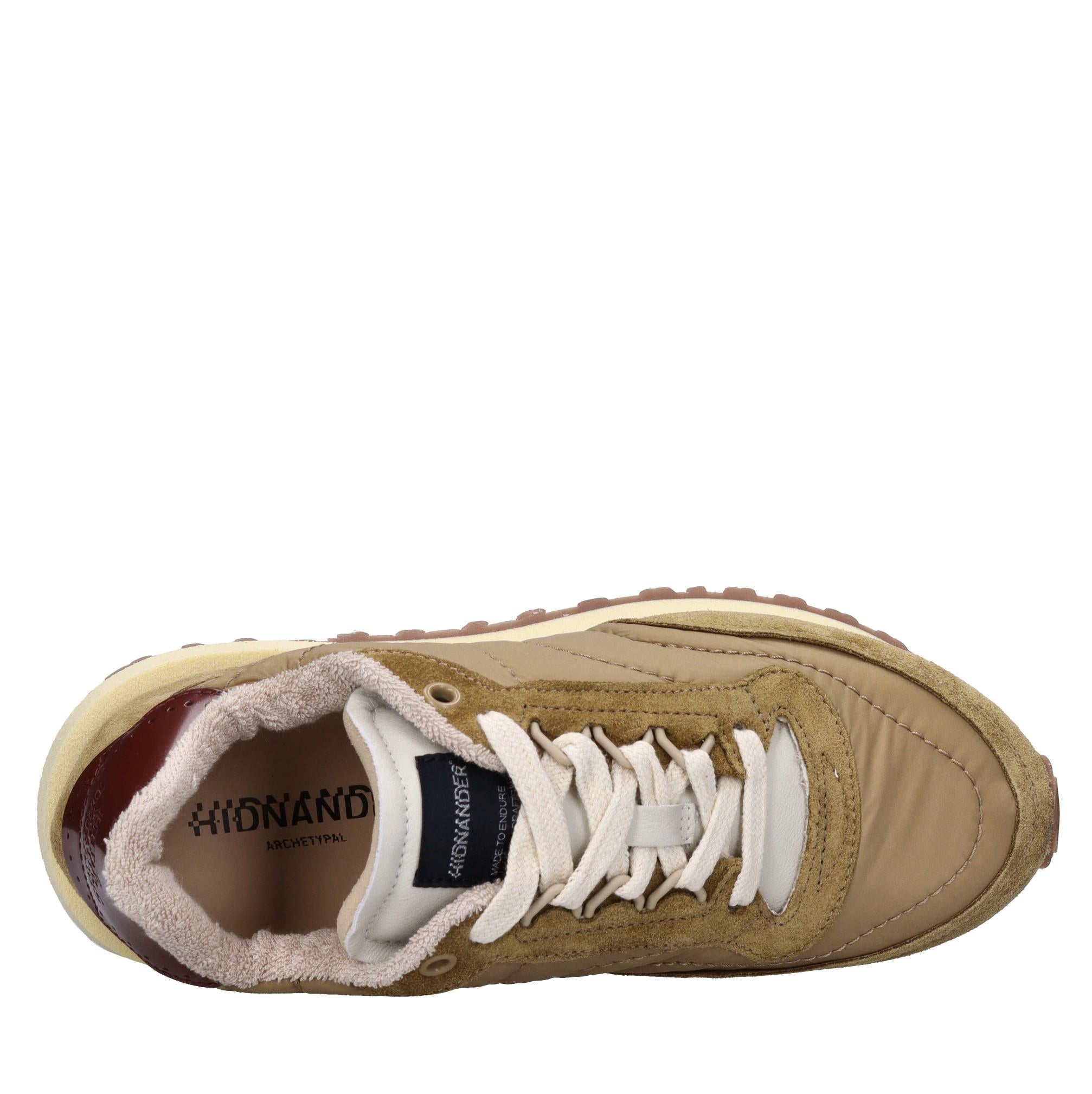 Sneakers in pelle e tessuto 