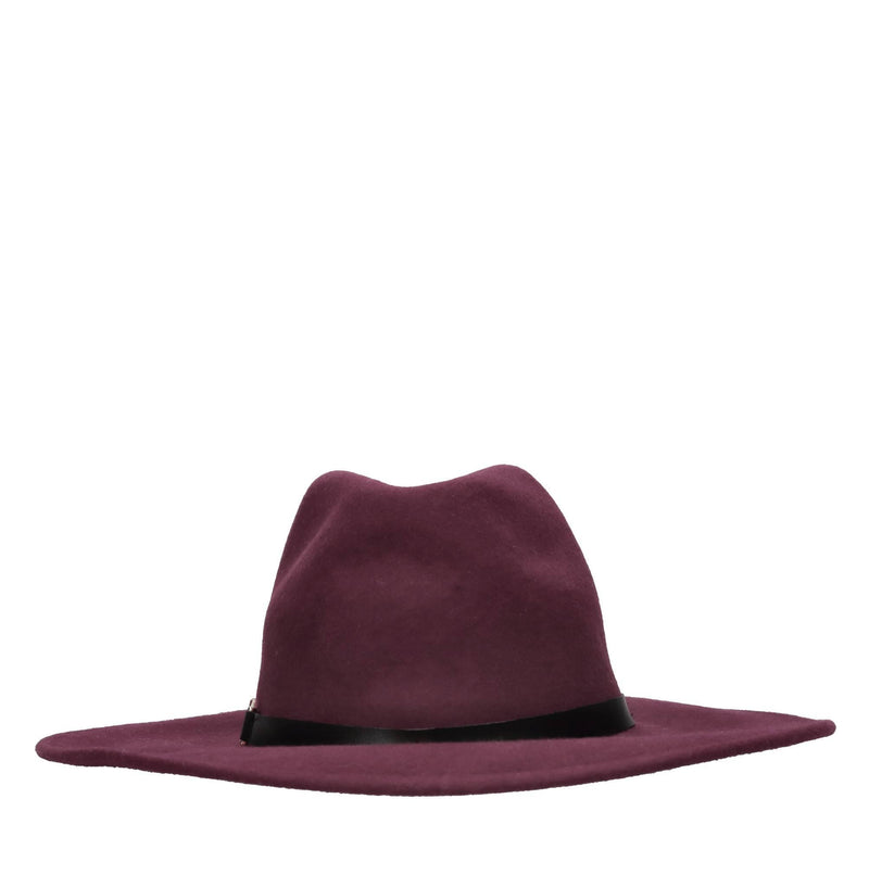 Cappello a tesa larga in feltro con banda in ecopelle ed accessorio color oro 