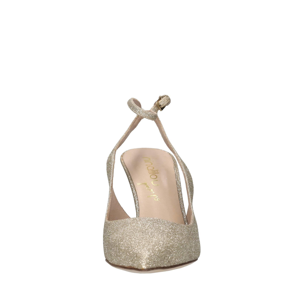 Décolleté slingback in tessuto microglitter 