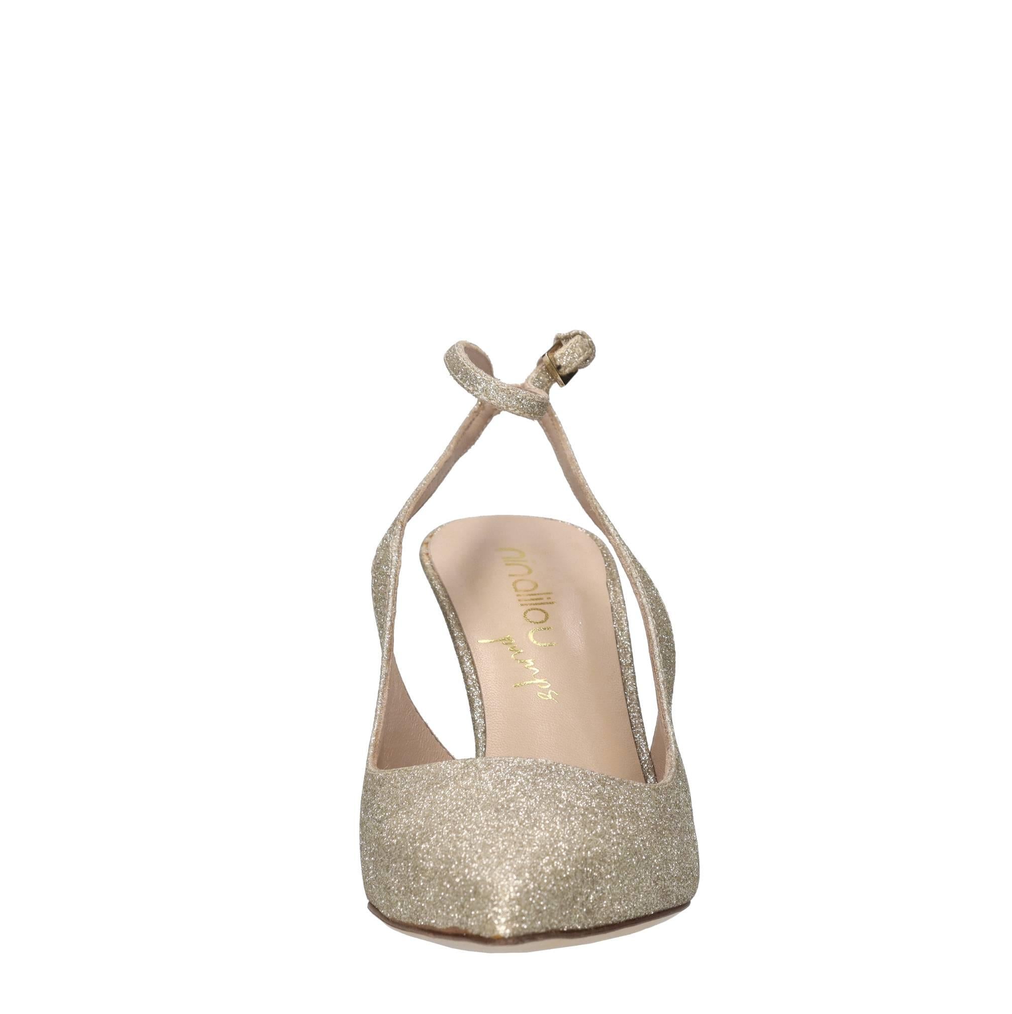 Décolleté slingback in tessuto microglitter 