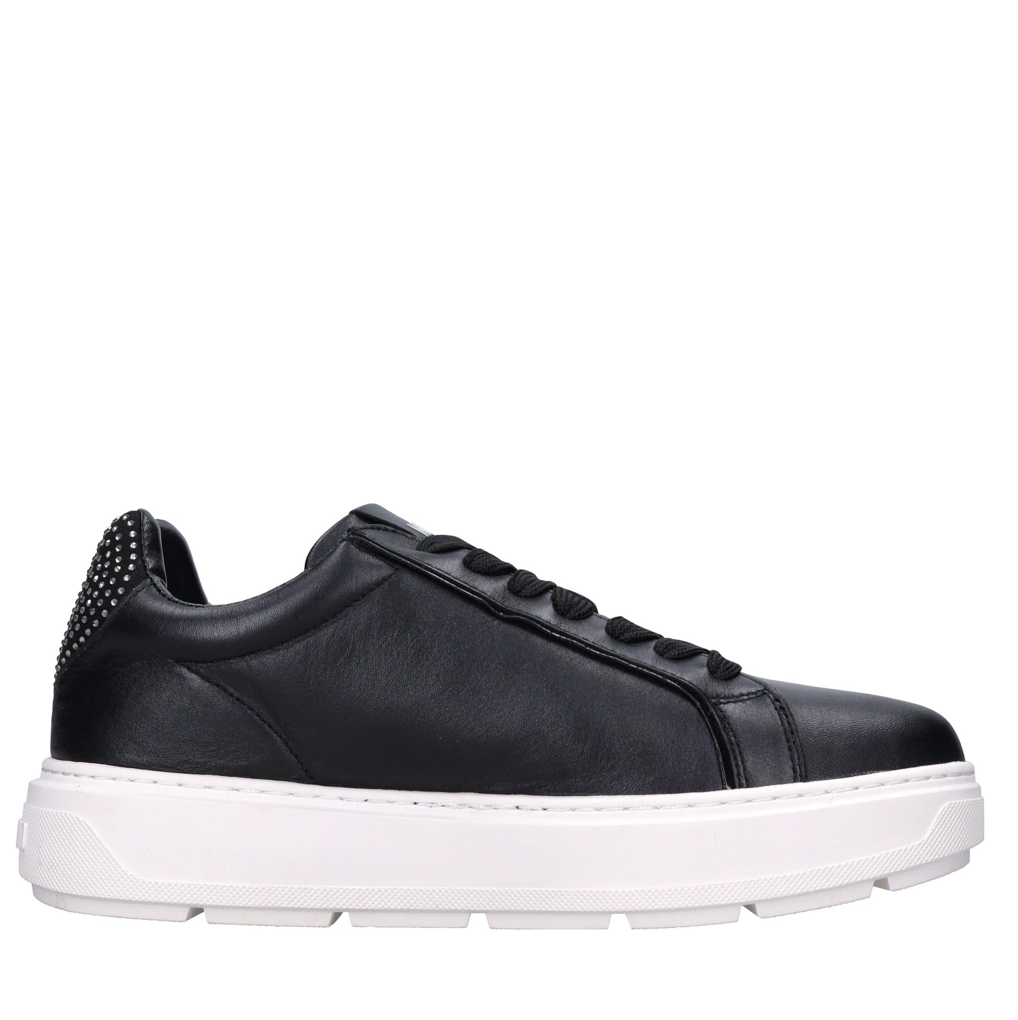 Sneakers in pelle, ecopelle e strass 