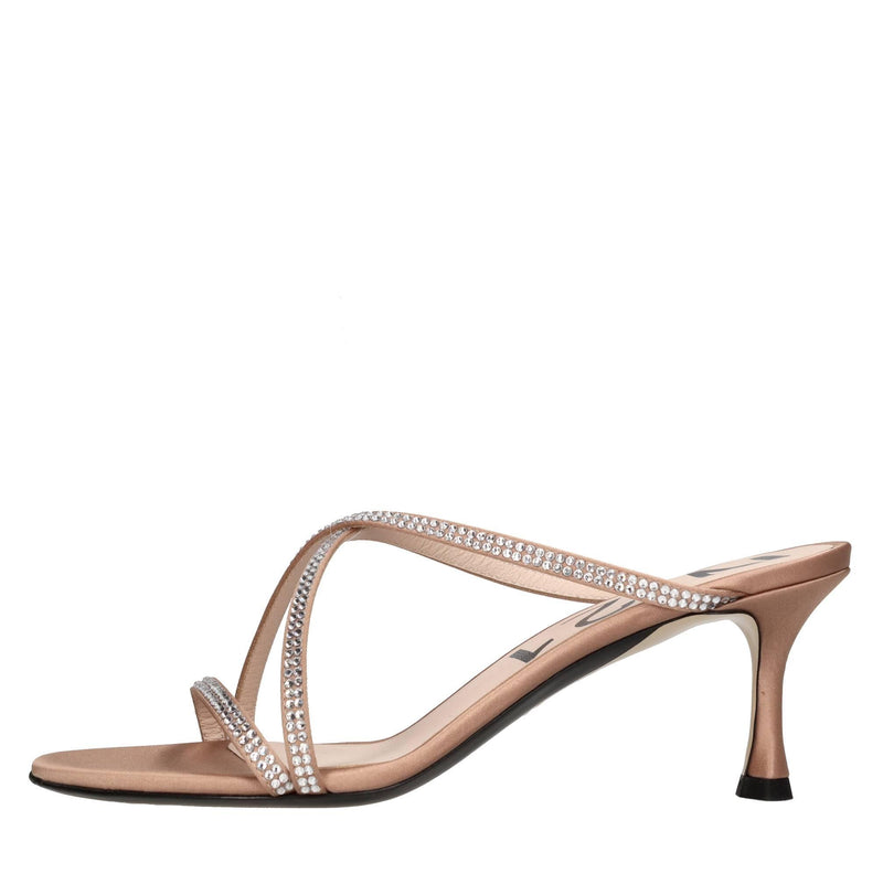 Mules in raso e pelle 