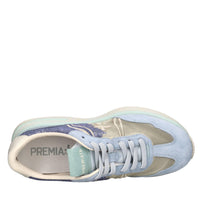 Sneakers in pelle scamosciata, tessuto e inserti in pelle 
