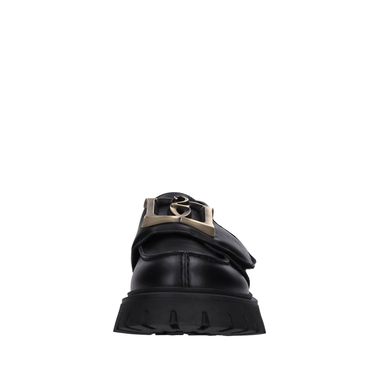 Mocassini in pelle con logo color oro brunito 