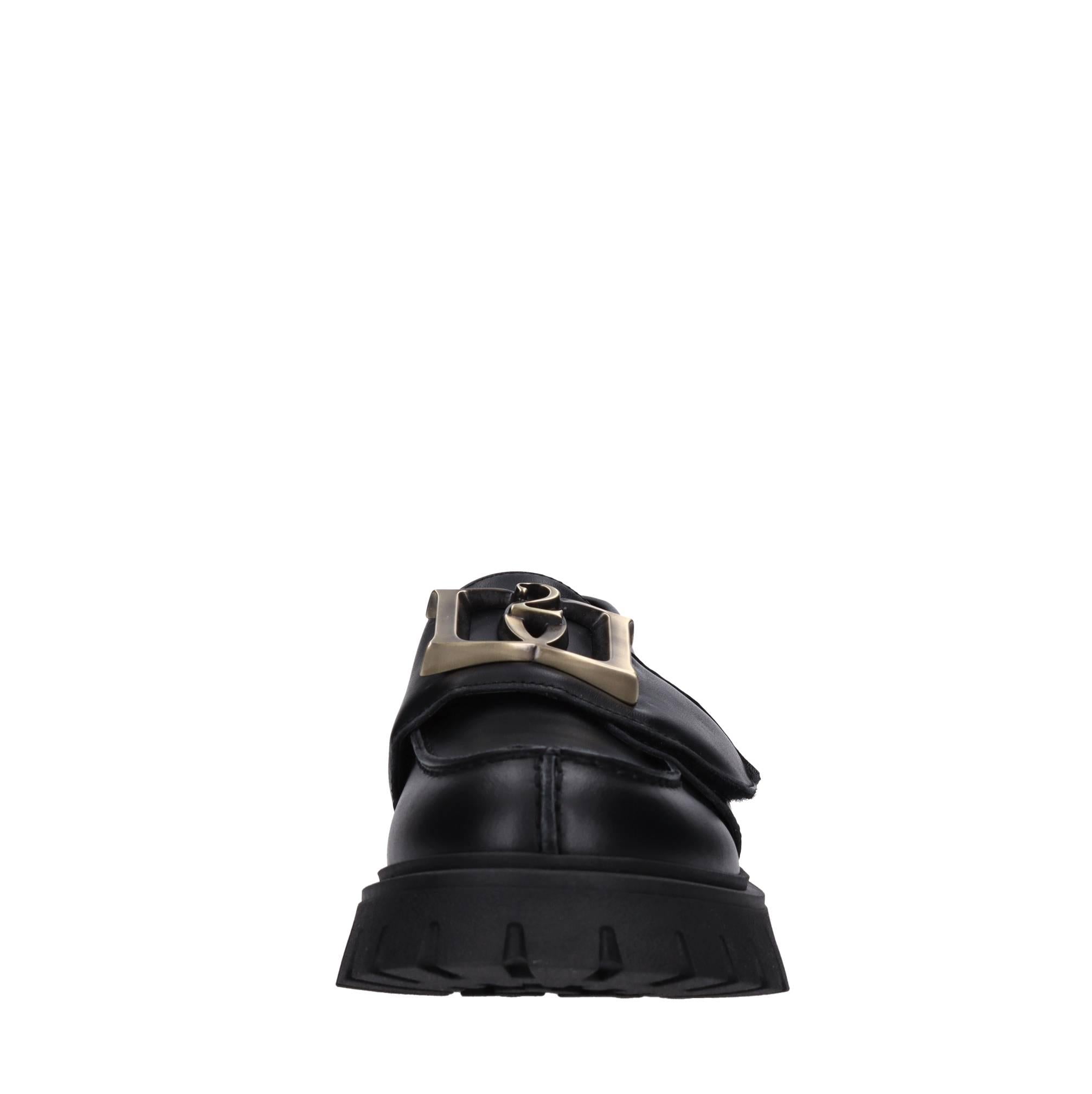 Mocassini in pelle con logo color oro brunito 