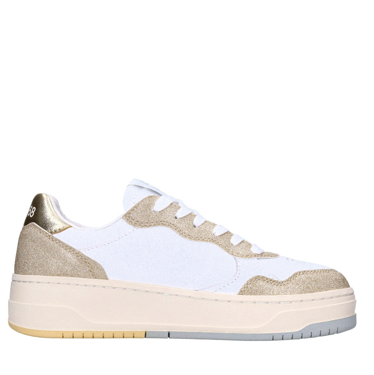 Sneakers in glitter e pelle 