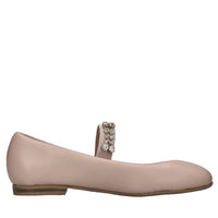 Ballerine in pelle con fascia elastica ricoperta di strass 
