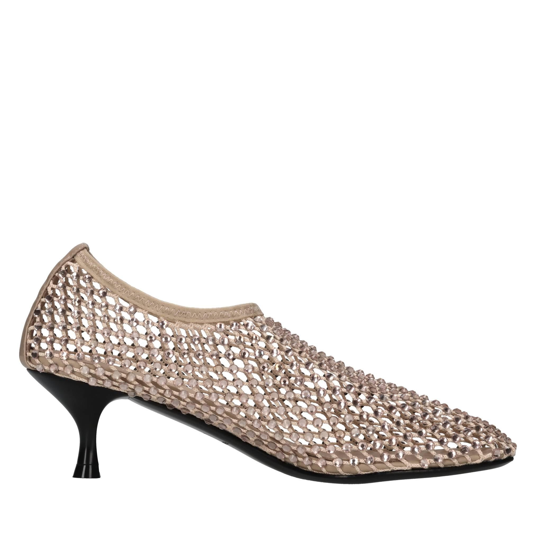 Décolleté Connie in pelle tessuto e strass 