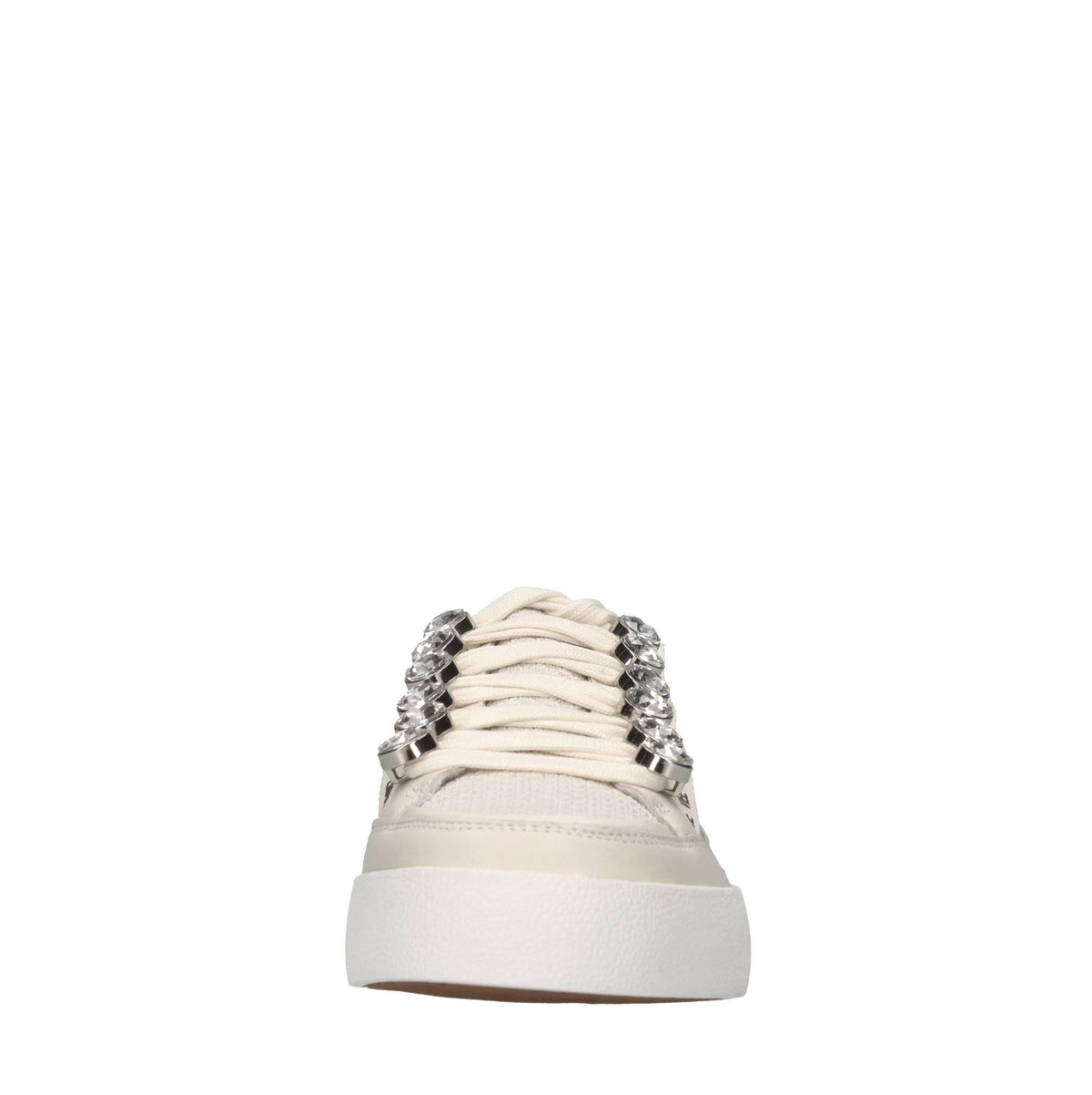 Sneakers in pelle,tessuto e strass 