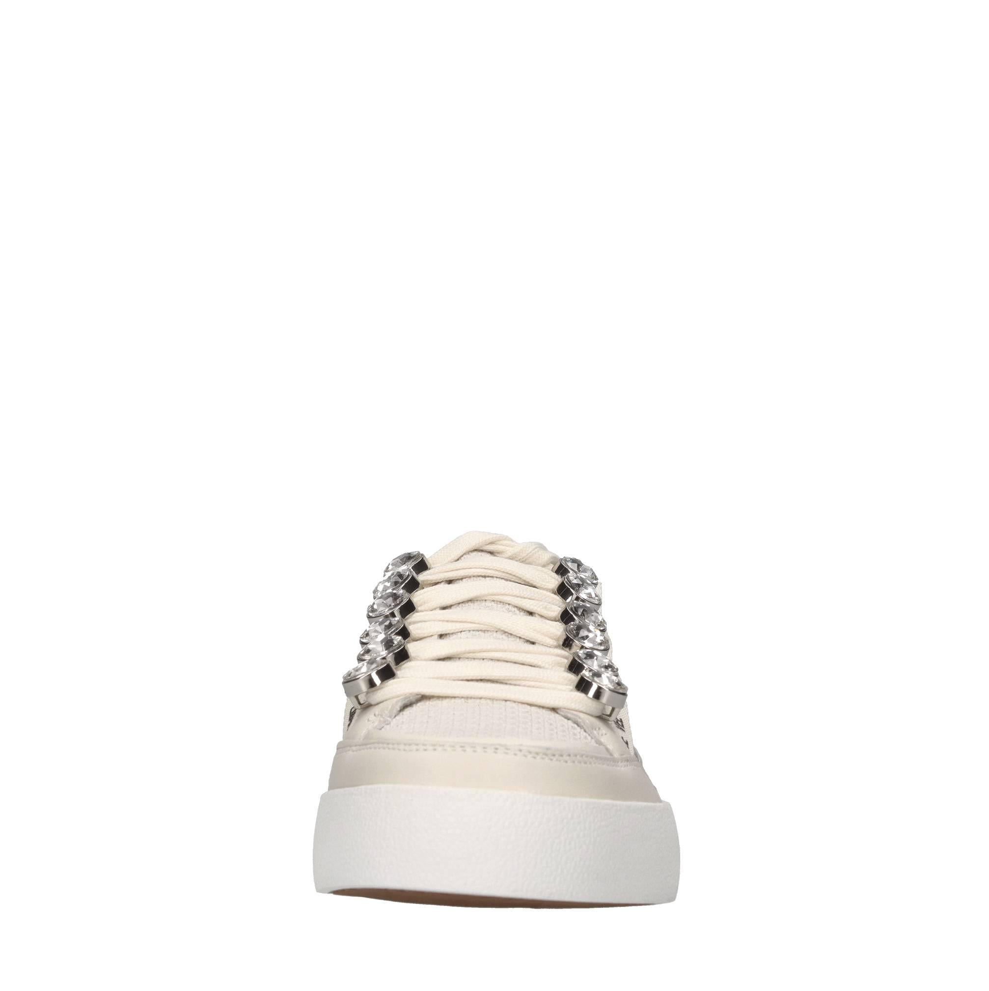 Sneakers in pelle,tessuto e strass 