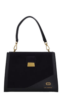 Borsa irregular med. in pelle e camoscio 