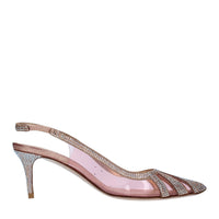 Décolleté Slingback in pelle strass e PVC 