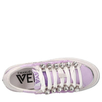 Sneakers in pelle,tessuto e strass 