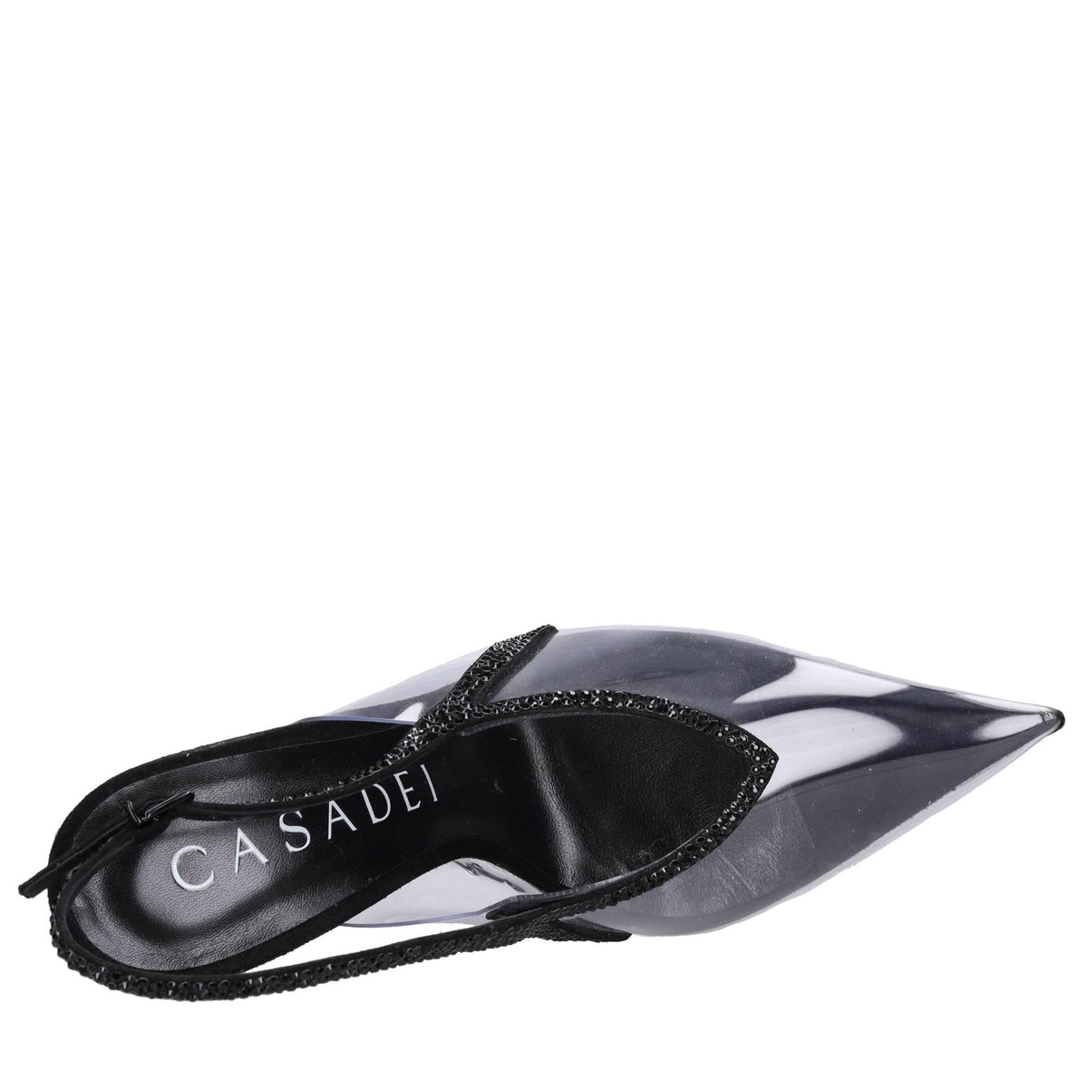 Décolleté Slingback in pelle strass e plexi 
