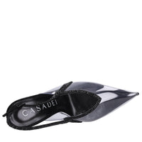 Décolleté Slingback in pelle strass e plexi 