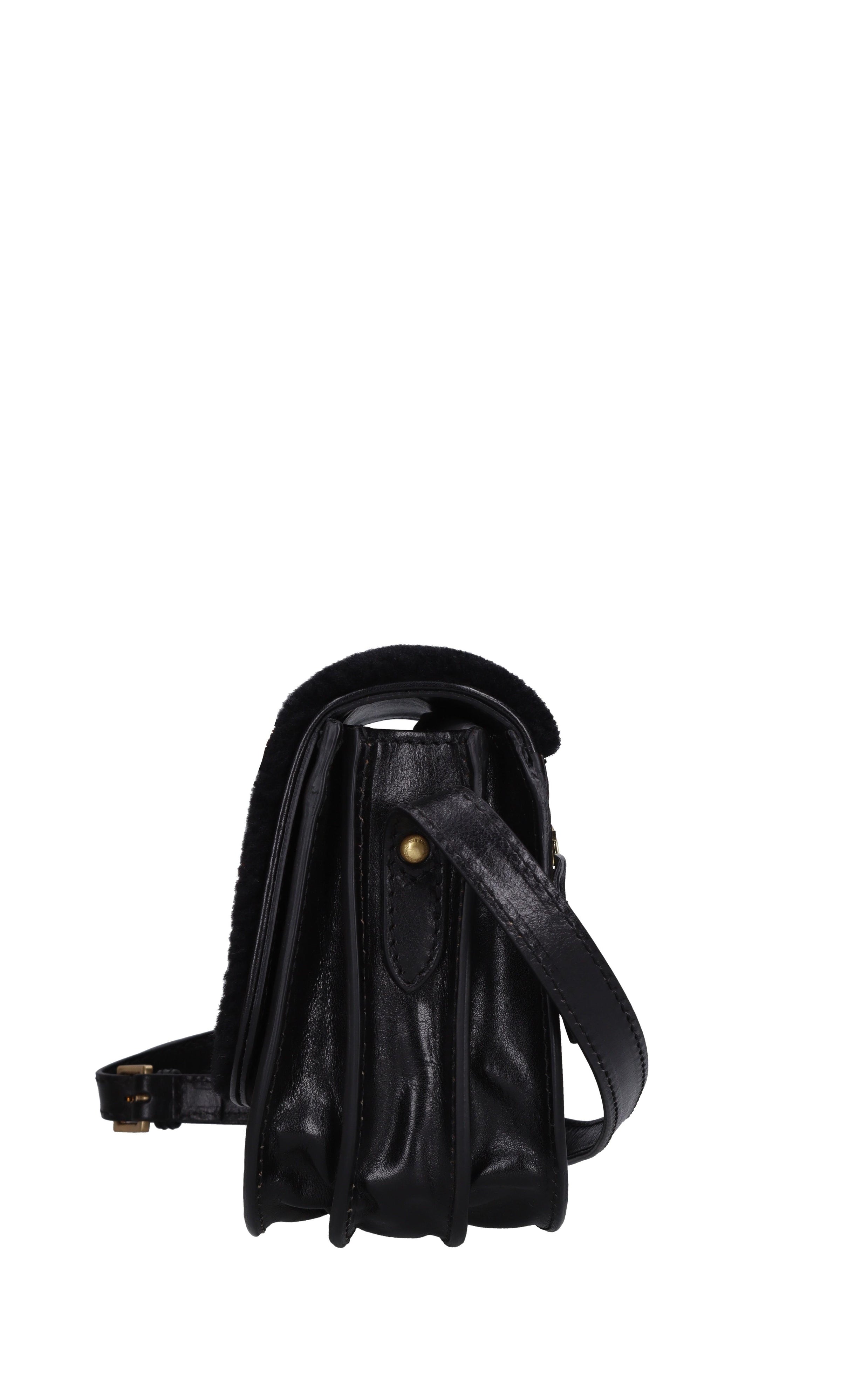 Borsa in pelle ed ecopelliccia 