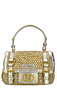 Borsa Atena in rafia e pelle 