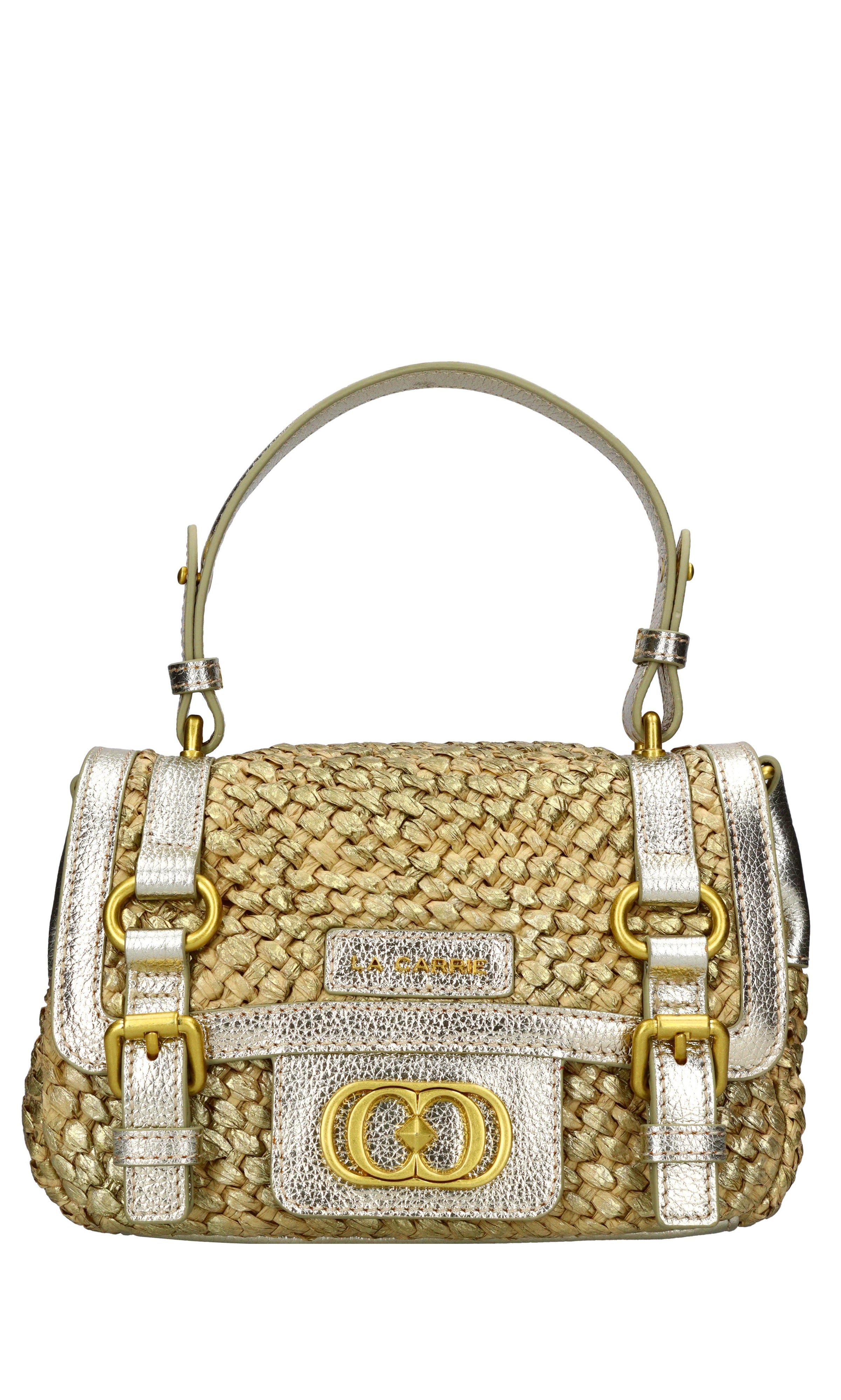 Borsa Atena in rafia e pelle 