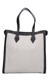 Borsa in ecopelle e tessuto 