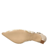 Décolleté slingback in pelle e rafia 