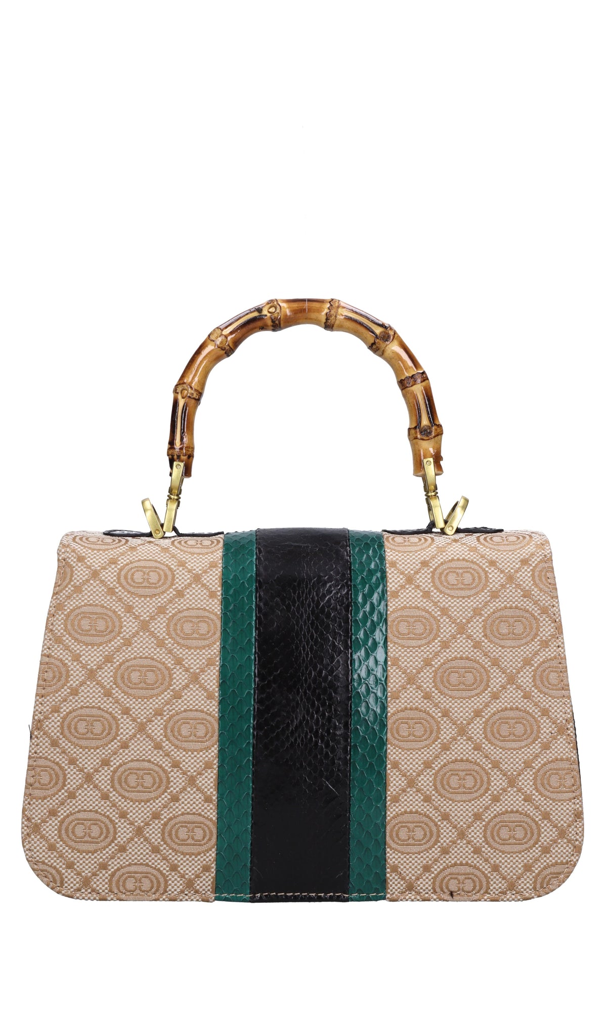 Borsa Monogram med. in pelle e tessuto 