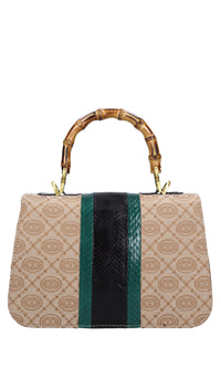 Borsa Monogram med. in pelle e tessuto 