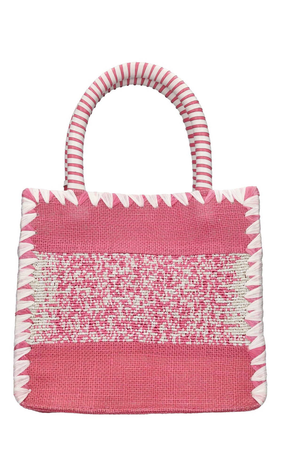 Borsa in juta,perline e pelle 