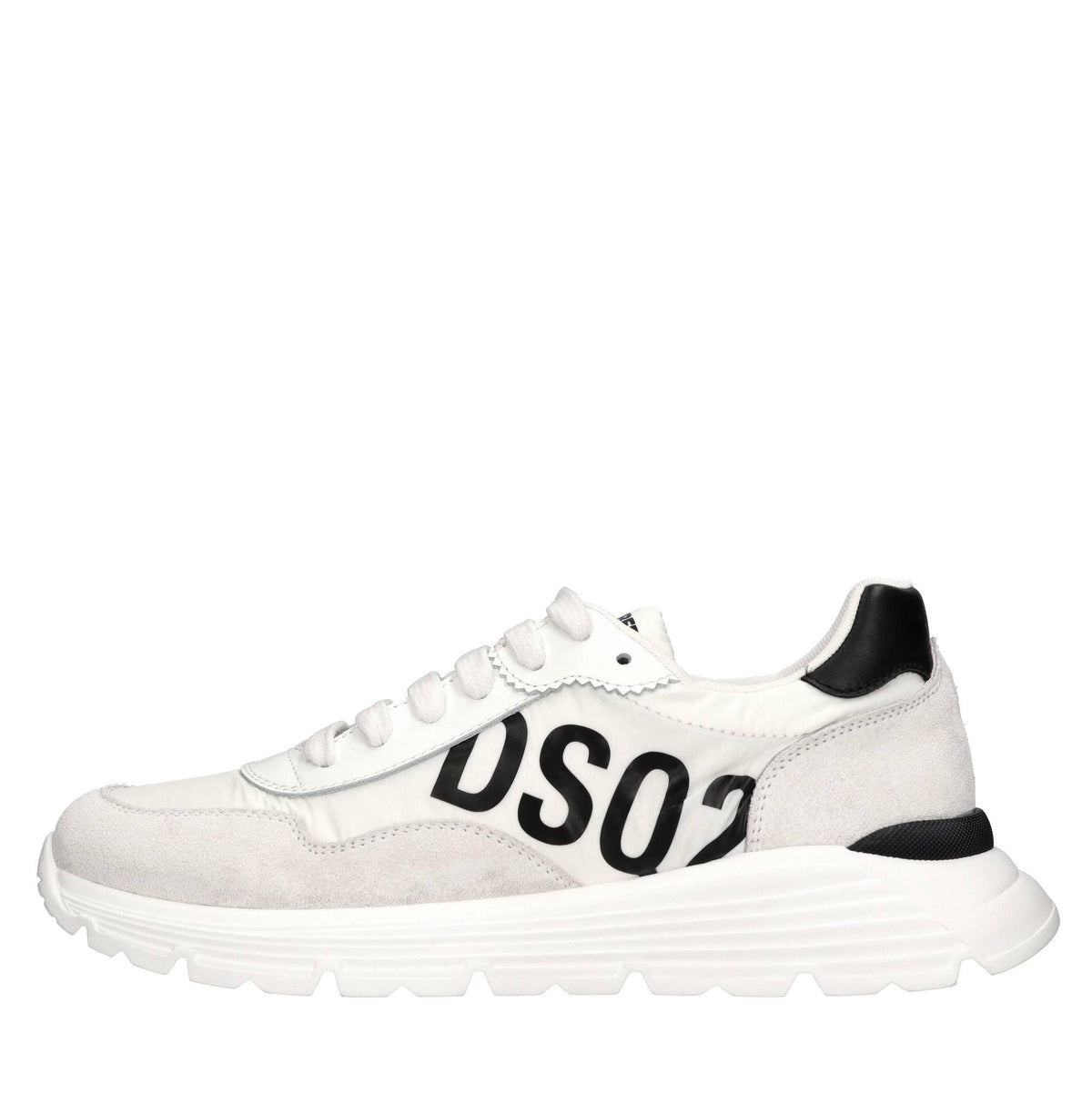 Sneakers in pelle e tessuto 