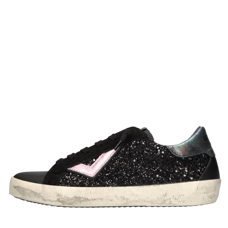 Sneakers in pelle e glitter 