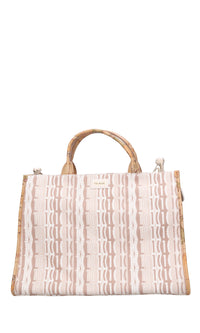 Borsa in pelle e tessuto 