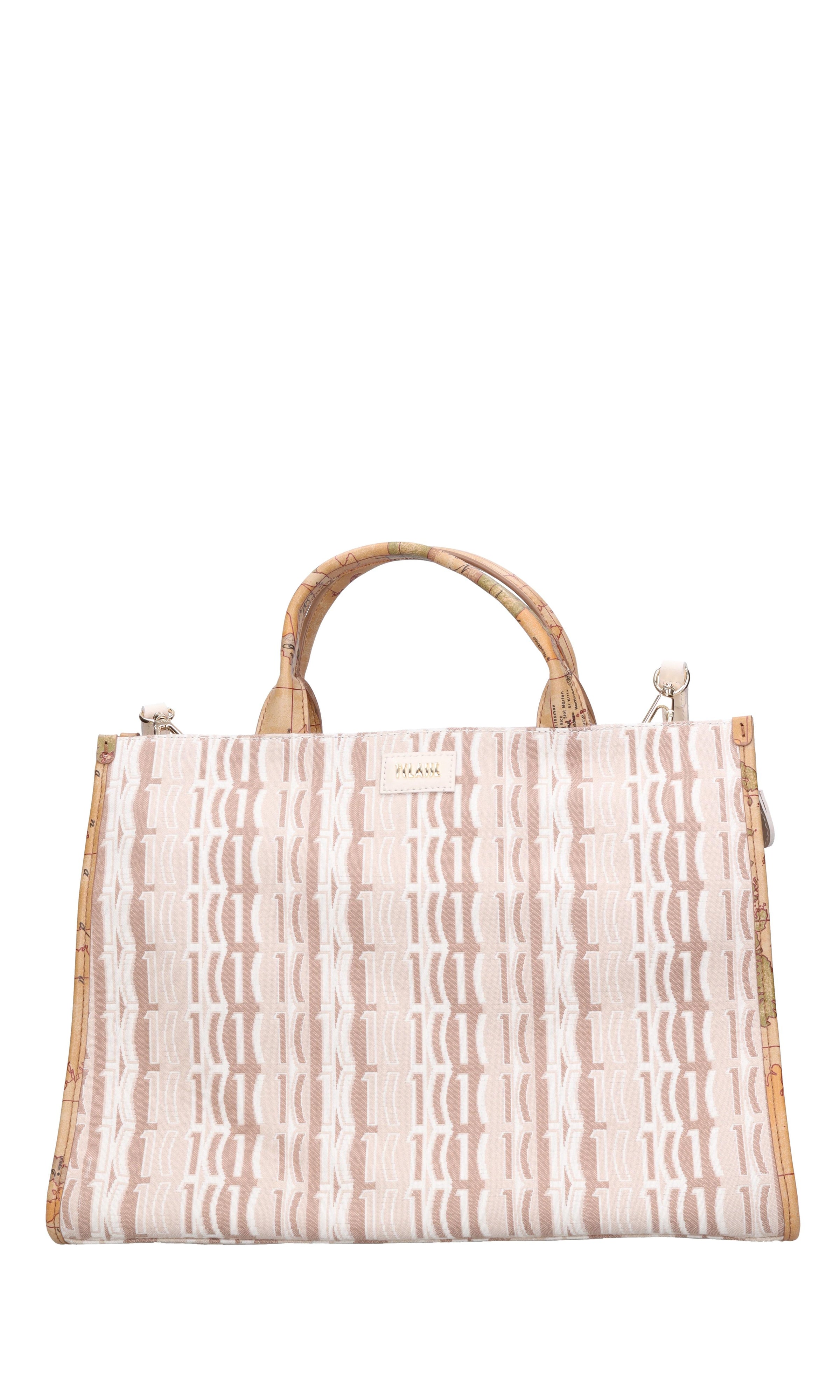 Borsa in pelle e tessuto 