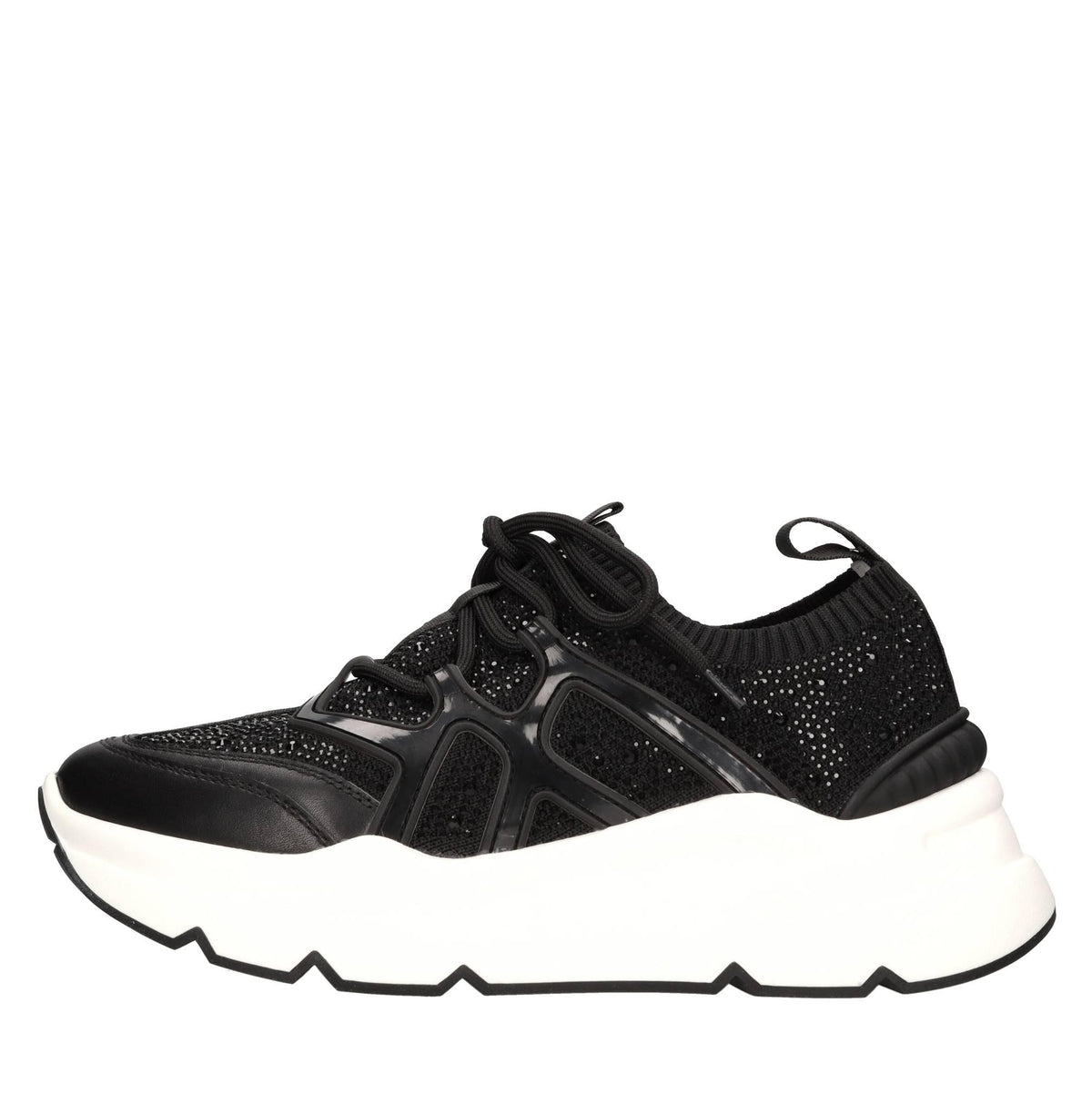 Sneakers in pelle e tessuto 