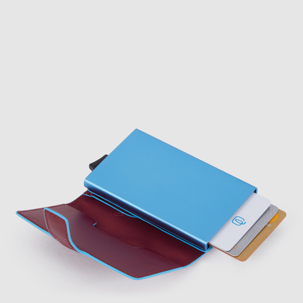 Portacarte di credito in pelle e metallo 