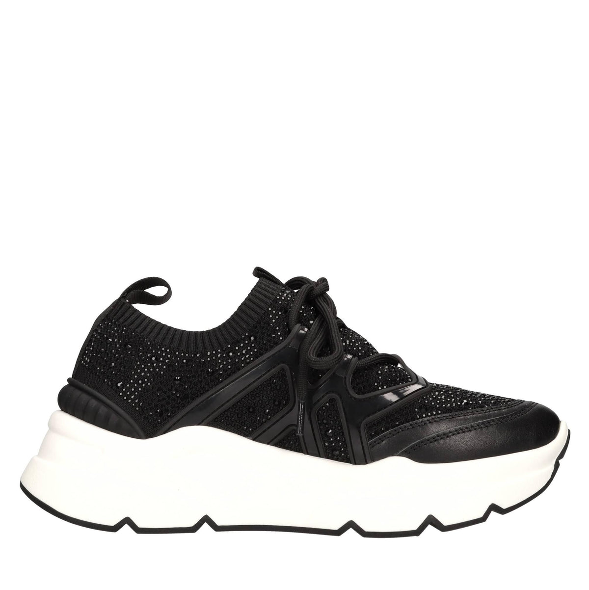 Sneakers in pelle e tessuto 